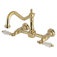 Thumbnail for Kingston Brass KS1242WLL Wilshire Wall Mount Bridge Kitchen Faucet, Polished Brass - BNGBath