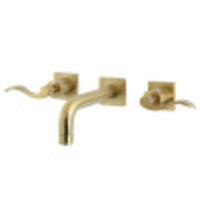 Thumbnail for Kingston Brass KS6127DFL NuWave Two-Handle Wall Mount Bathroom Faucet, Brushed Brass - BNGBath