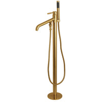 Thumbnail for Kingston Brass KS8137DL Concord Freestanding Tub Faucet with Hand Shower, Brushed Brass - BNGBath