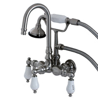 Thumbnail for Kingston Brass AE9T8 Aqua Vintage Wall Mount Clawfoot Tub Faucet, Brushed Nickel - BNGBath