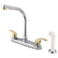 Thumbnail for Kingston Brass KB714LL Legacy 8-Inch Centerset Kitchen Faucet, Polished Chrome/Polished Brass - BNGBath