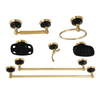 Thumbnail for Kingston Brass BAK9110BB1 Water Onyx 7-Piece Bathroom Accessory Set, Brushed Brass - BNGBath