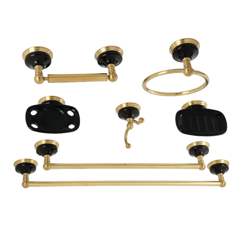 Kingston Brass BAK9110BB1 Water Onyx 7-Piece Bathroom Accessory Set, Brushed Brass - BNGBath
