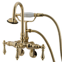 Thumbnail for Kingston Brass CC301T2 Vintage Adjustable Center Wall Mount Tub Faucet, Polished Brass - BNGBath