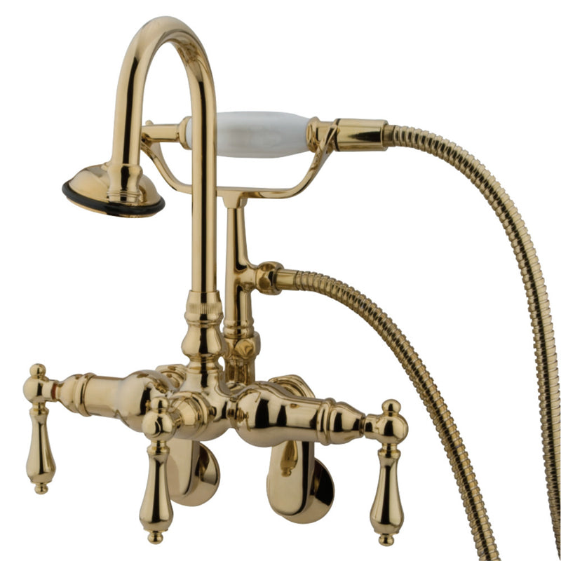 Kingston Brass CC301T2 Vintage Adjustable Center Wall Mount Tub Faucet, Polished Brass - BNGBath