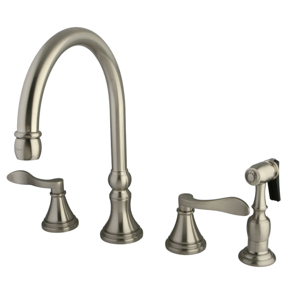 Kingston Brass KS2798DFLBS Widespread Kitchen Faucet, Brushed Nickel - BNGBath