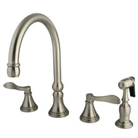 Thumbnail for Kingston Brass KS2798DFLBS Widespread Kitchen Faucet, Brushed Nickel - BNGBath