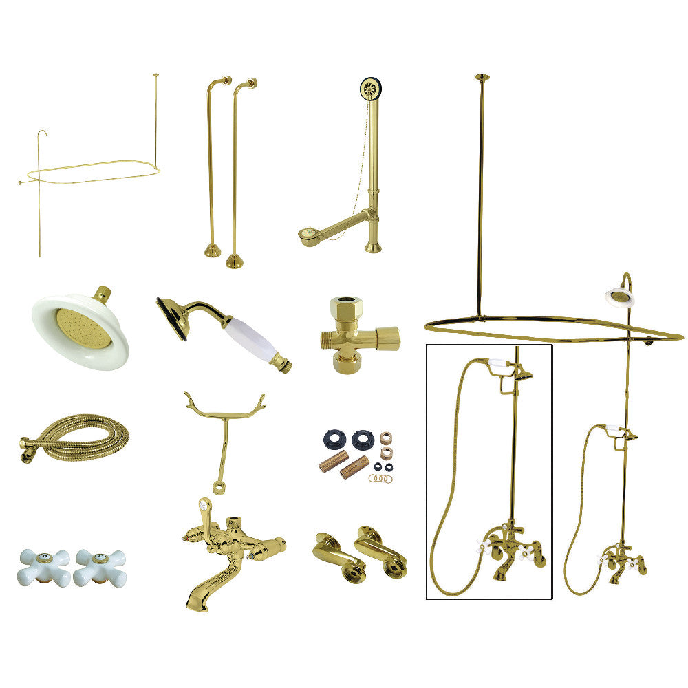 Kingston Brass CCK1142PX Vintage Clawfoot Tub Faucet Package, Polished Brass - BNGBath