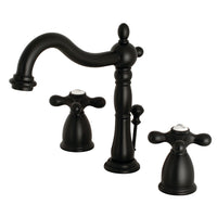 Thumbnail for Kingston Brass KB1970AX Heritage Widespread Bathroom Faucet with Brass Pop-Up, Matte Black - BNGBath