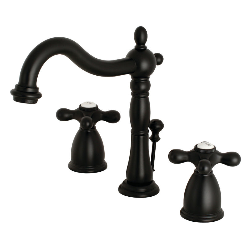 Kingston Brass KB1970AX Heritage Widespread Bathroom Faucet with Brass Pop-Up, Matte Black - BNGBath