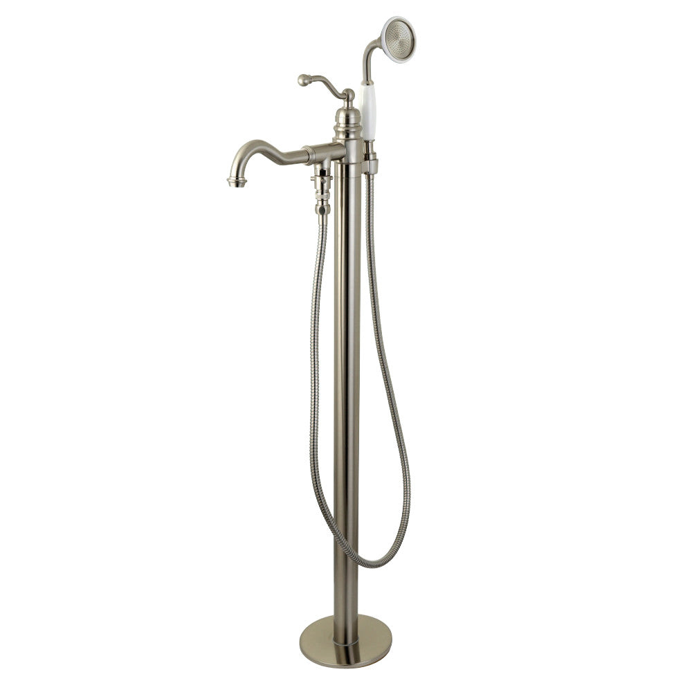 Kingston Brass KS7138ABL English Country Freestanding Tub Faucet with Hand Shower, Brushed Nickel - BNGBath