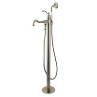 Thumbnail for Kingston Brass KS7138ABL English Country Freestanding Tub Faucet with Hand Shower, Brushed Nickel - BNGBath
