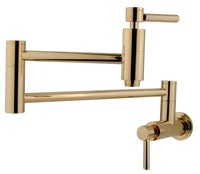 Thumbnail for Kingston Brass KS8102DL Concord Wall Mount Pot Filler Kitchen Faucet, Polished Brass - BNGBath