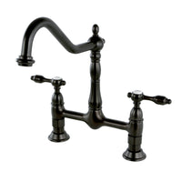 Thumbnail for Kingston Brass KS1175TAL Tudor Bridge Kitchen Faucet, Oil Rubbed Bronze - BNGBath