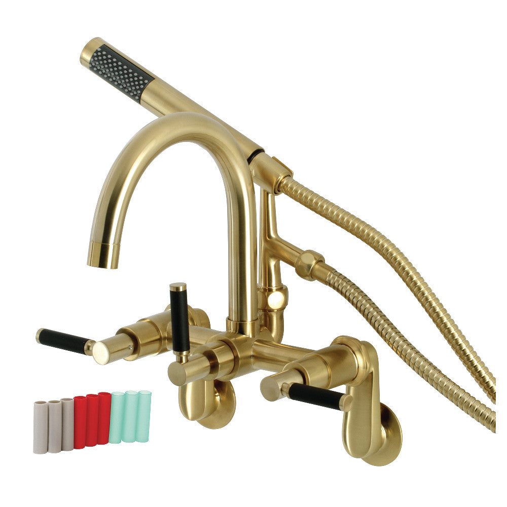 Aqua Vintage AE8157DKL Kaiser 7-Inch Adjustable Wall Mount Clawfoot Tub Faucet, Brushed Brass - BNGBath