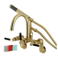 Thumbnail for Aqua Vintage AE8157DKL Kaiser 7-Inch Adjustable Wall Mount Clawfoot Tub Faucet, Brushed Brass - BNGBath