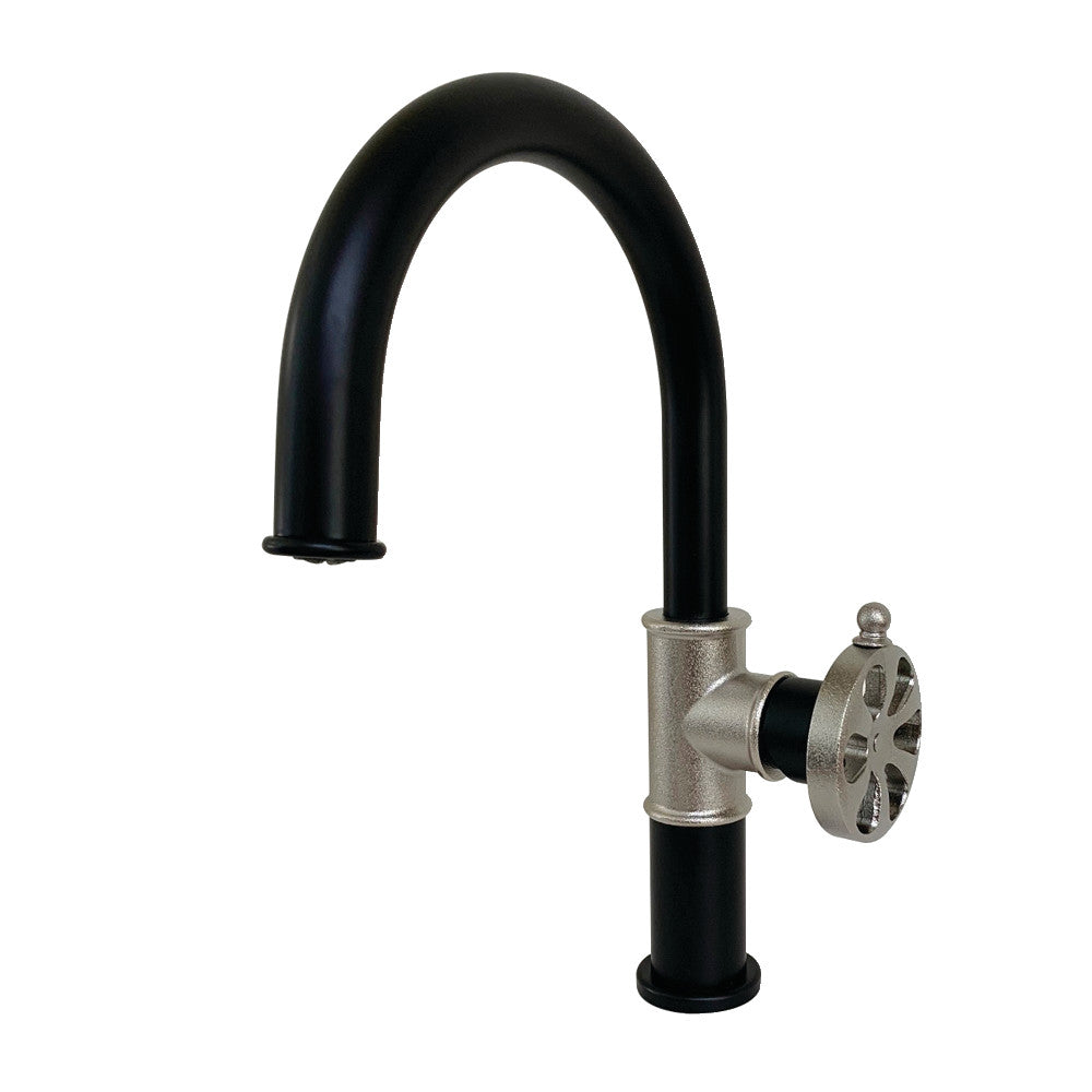 Kingston Brass KS2236RX Eagan Single-Handle Bathroom Faucet with Push Pop-Up, Matte Black/Polished Nickel - BNGBath