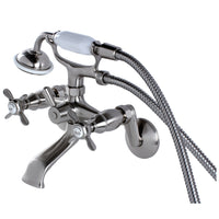 Thumbnail for Kingston Brass KS286SN Essex Wall Mount Clawfoot Tub Faucet with Hand Shower, Brushed Nickel - BNGBath