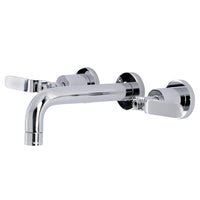 Thumbnail for Kingston Brass KS8121KL Whitaker Two-Handle Wall Mount Bathroom Faucet, Polished Chrome - BNGBath