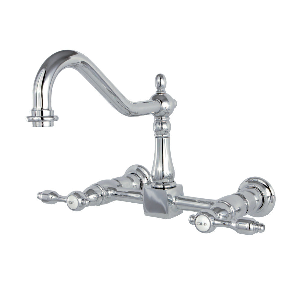 Kingston Brass KS1241TAL Tudor Wall Mount Bridge Kitchen Faucet, Polished Chrome - BNGBath