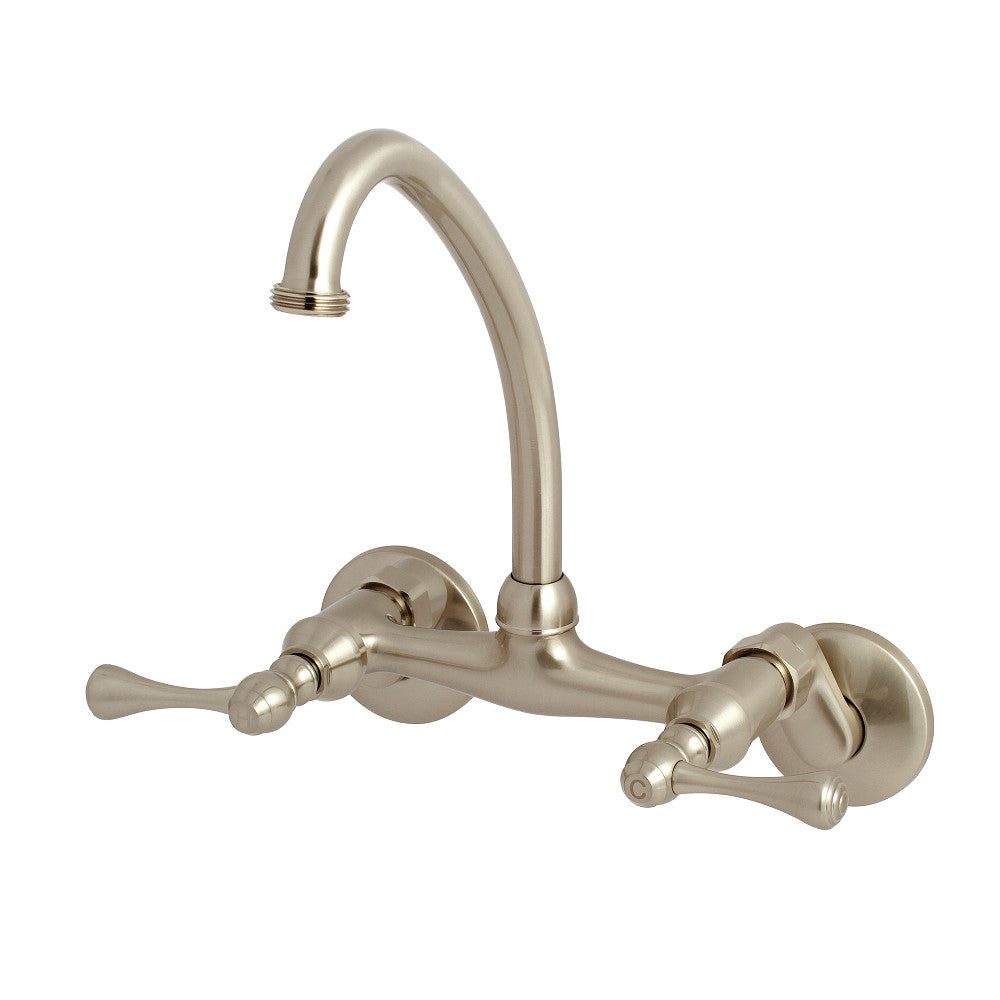 Kingston Brass KS374SN Kingston Two Handle Wall Mount Laundry Faucet, Brushed Nickel - BNGBath
