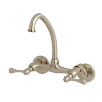 Thumbnail for Kingston Brass KS374SN Kingston Two Handle Wall Mount Laundry Faucet, Brushed Nickel - BNGBath