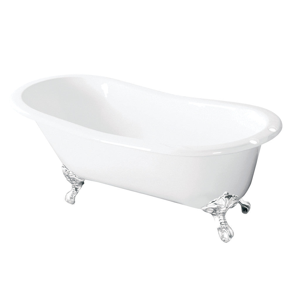 Aqua Eden VCT7D5431BW 54-Inch Cast Iron Slipper Clawfoot Tub with 7-Inch Faucet Drillings, White - BNGBath