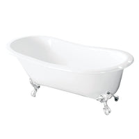 Thumbnail for Aqua Eden VCT7D5431BW 54-Inch Cast Iron Slipper Clawfoot Tub with 7-Inch Faucet Drillings, White - BNGBath