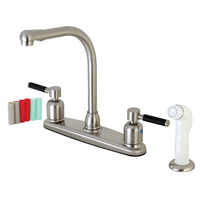 Thumbnail for Kingston Brass FB718DKL Kaiser 8-Inch Centerset Kitchen Faucet with Sprayer, Brushed Nickel - BNGBath