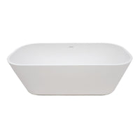 Thumbnail for Aqua Eden VRTSQ653124 Arcticstone 65-Inch Solid Surface White Stone Freestanding Tub with Drain, Matte White - BNGBath