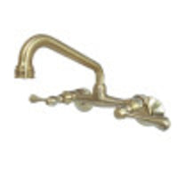 Thumbnail for Kingston Brass KS313SB Kingston Two Handle Wall Mount Kitchen Faucet, Brushed Brass - BNGBath