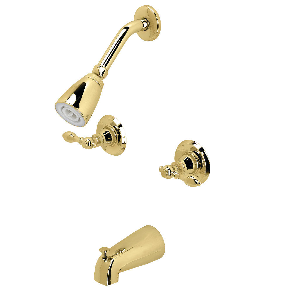 Kingston Brass KB242ACL American Classic Two-Handle Tub and Shower Faucet, Polished Brass - BNGBath