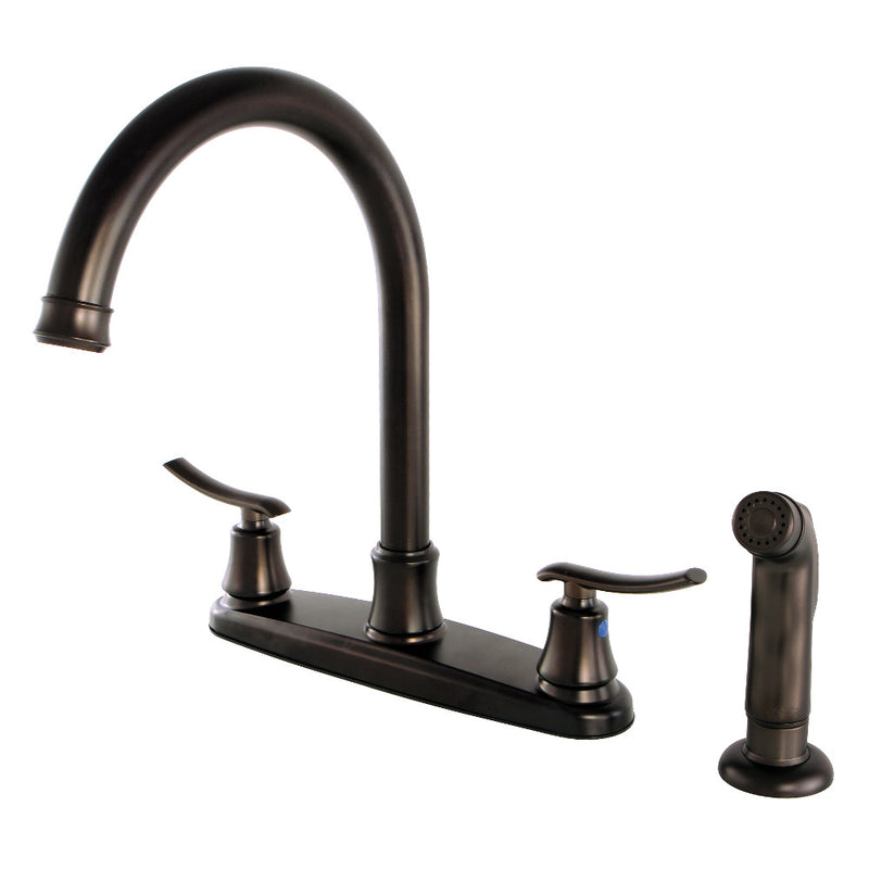 Kingston Brass FB7795JLSP 8-Inch Centerset Kitchen Faucet with Sprayer, Oil Rubbed Bronze - BNGBath