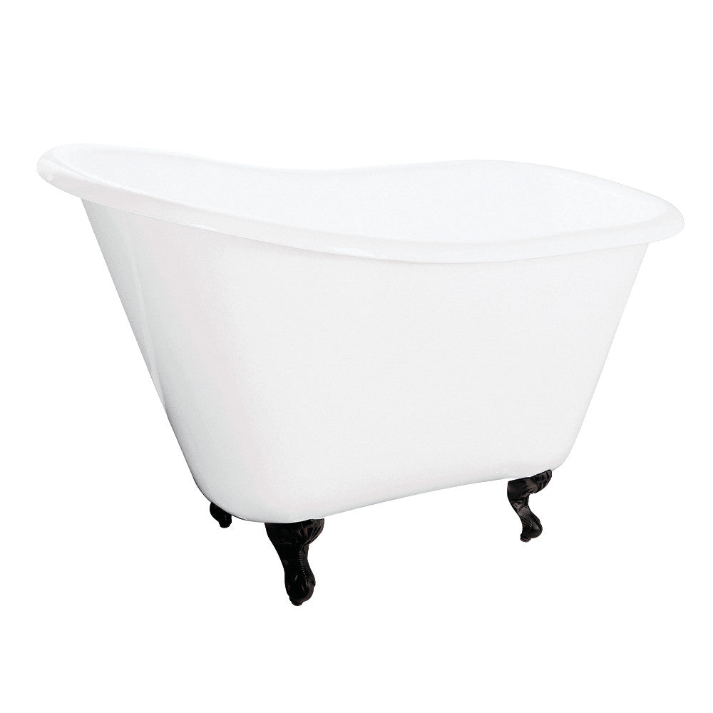 Aqua Eden VCTND5130NT0 51-Inch Cast Iron Slipper Clawfoot Tub without Faucet Drillings, White/Matte Black - BNGBath