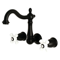 Thumbnail for Kingston Brass KS1250PX 8-Inch Center Wall Mount Bathroom Faucet, Matte Black - BNGBath