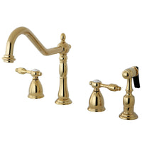 Thumbnail for Kingston Brass KB1792TALBS Widespread Kitchen Faucet, Polished Brass - BNGBath