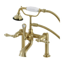 Thumbnail for Kingston Brass AE103T7 Auqa Vintage Deck Mount Clawfoot Tub Faucet, Brushed Brass - BNGBath