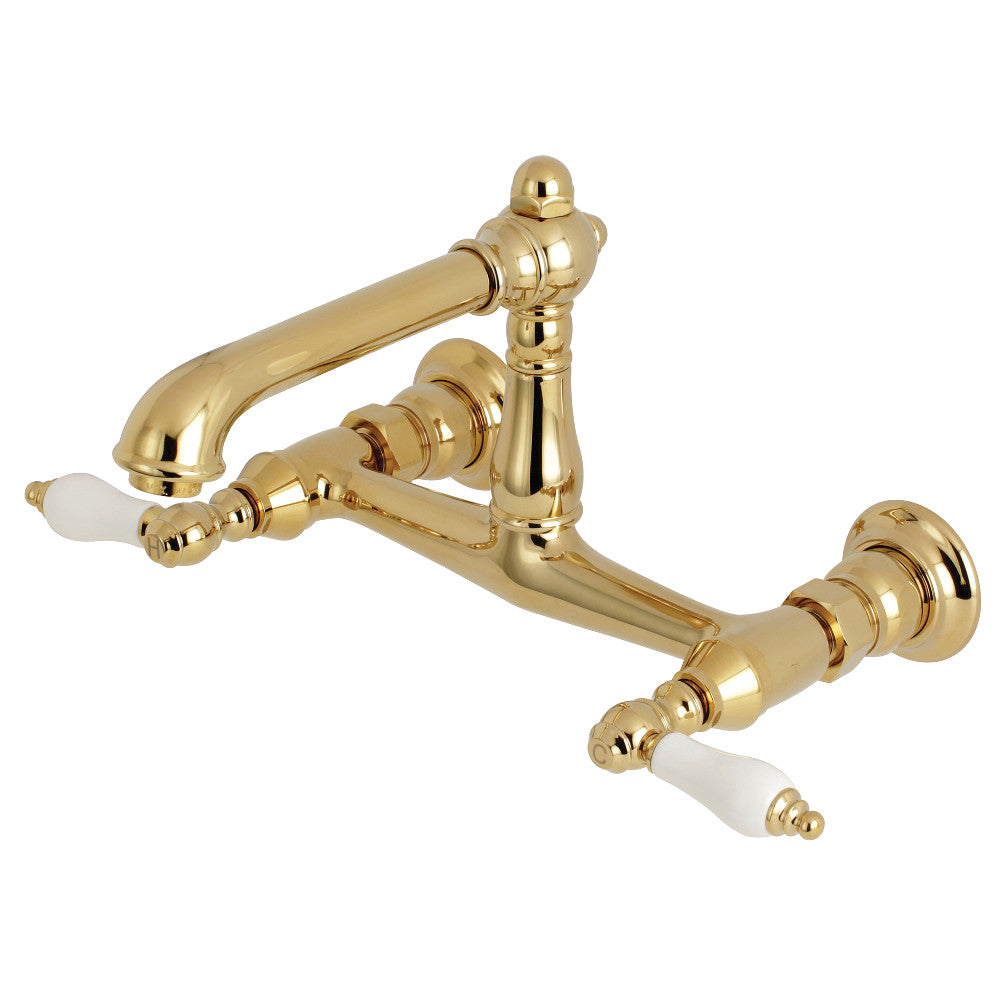 Kingston Brass KS7242PL Wall Mount Bathroom Faucet, Polished Brass - BNGBath