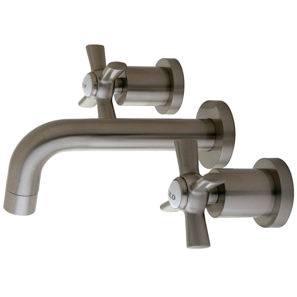 Kingston Brass KS8128ZX Millennium 2-Handle Wall Mount Bathroom Faucet, Brushed Nickel - BNGBath