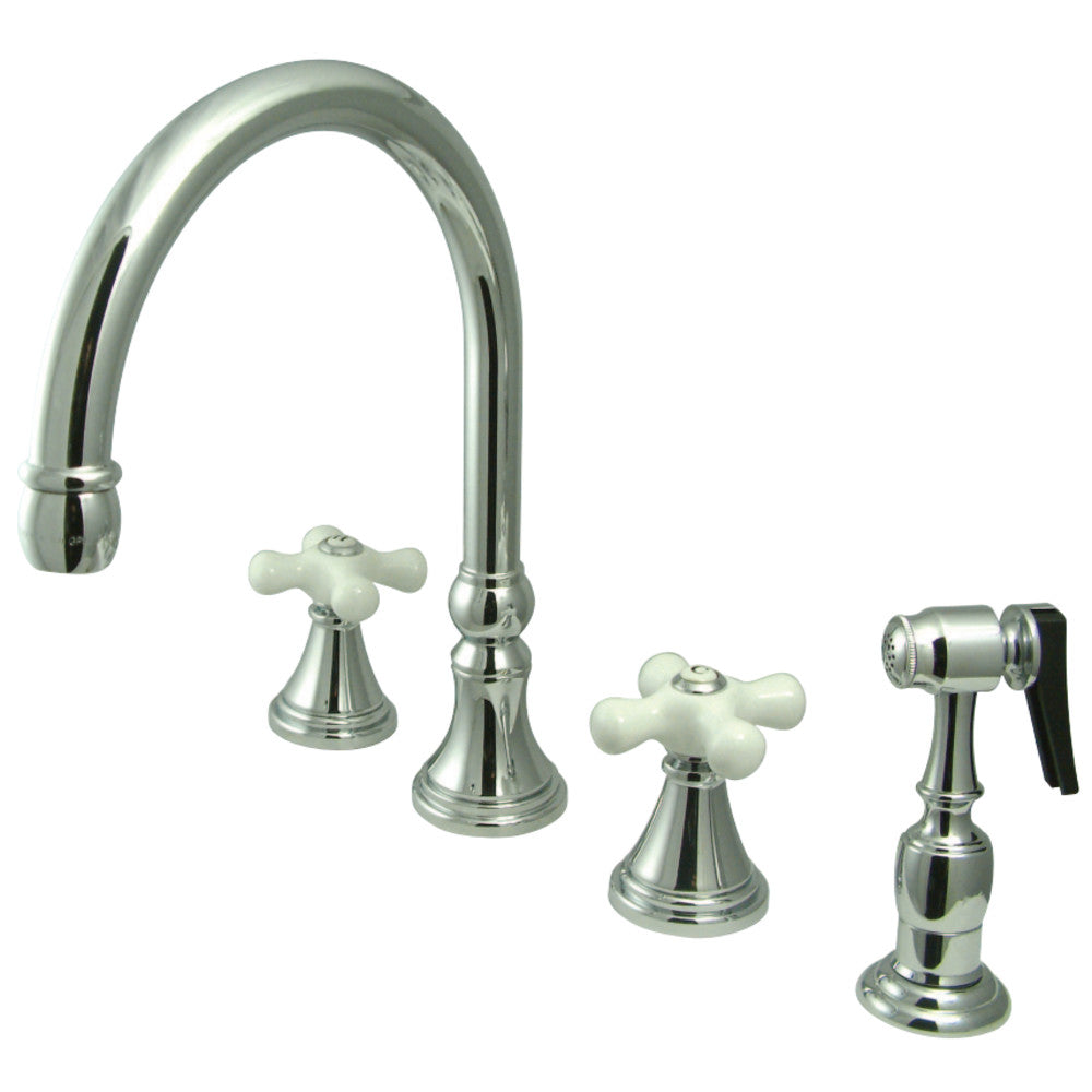 Kingston Brass KS2791PXBS Widespread Kitchen Faucet, Polished Chrome - BNGBath