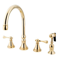 Thumbnail for Kingston Brass KS2792BLBS Widespread Kitchen Faucet, Polished Brass - BNGBath