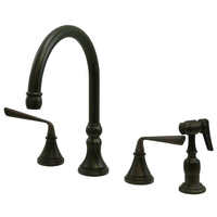 Thumbnail for Kingston Brass KS2795ZLBS Widespread Kitchen Faucet, Oil Rubbed Bronze - BNGBath