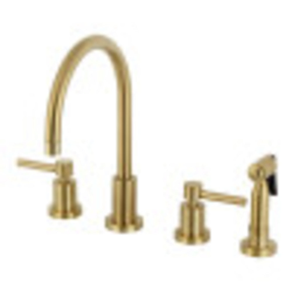 Kingston Brass KS8727DLBS Concord 8-Inch Widespread Kitchen Faucet with Brass Sprayer, Brushed Brass - BNGBath