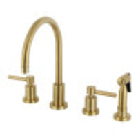 Thumbnail for Kingston Brass KS8727DLBS Concord 8-Inch Widespread Kitchen Faucet with Brass Sprayer, Brushed Brass - BNGBath
