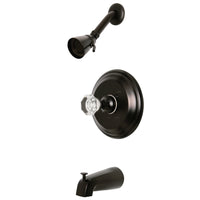 Thumbnail for Kingston Brass KB2635WCL Celebrity Tub and Shower Faucet with Single Crystal Octagonal Knob Handle, Oil Rubbed Bronze - BNGBath