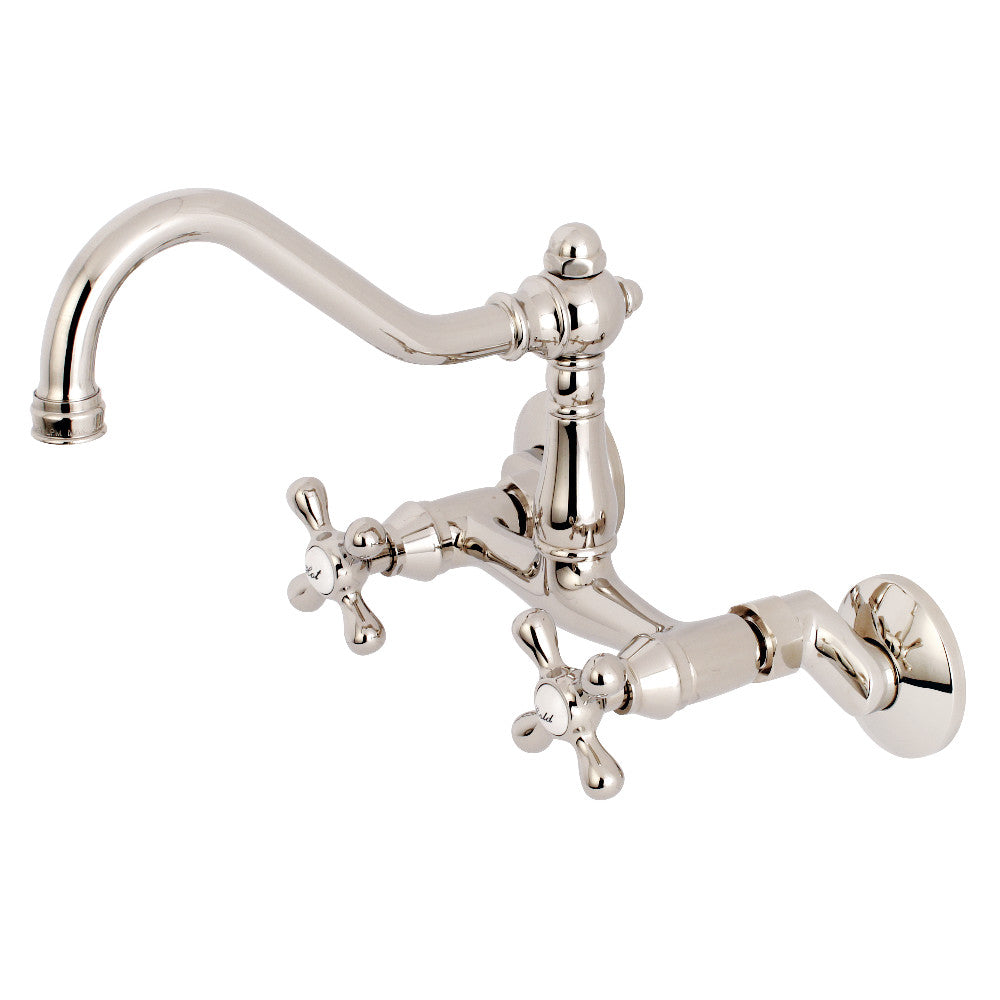 Kingston Brass KS3226AX Vintage 6" Adjustable Center Wall Mount Kitchen Faucet, Polished Nickel - BNGBath