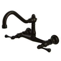 Thumbnail for Kingston Brass KS3245BL Wall Mount Bathroom Faucet, Oil Rubbed Bronze - BNGBath