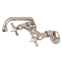 Thumbnail for Kingston Brass KS113PN Essex Two Handle Wall Mount Kitchen Faucet, Polished Nickel - BNGBath