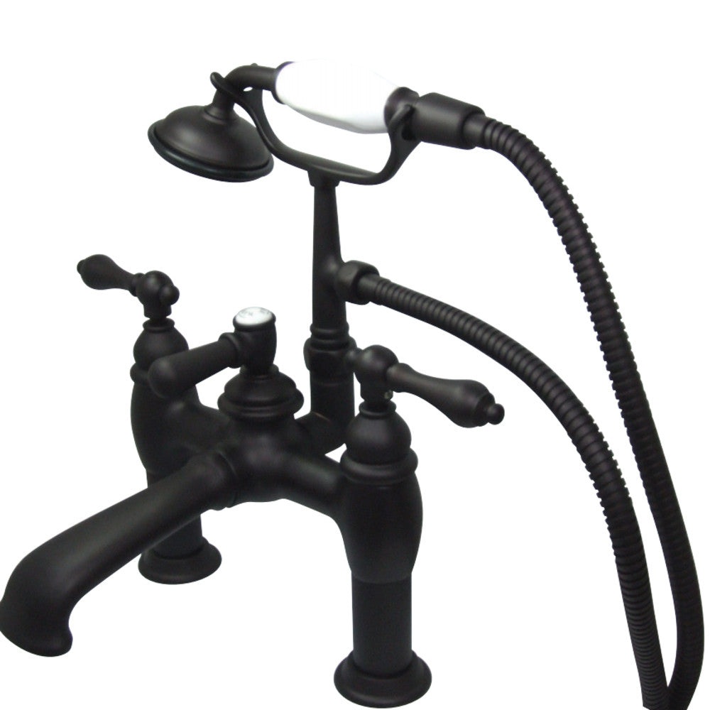 Kingston Brass CC603T5 Vintage 7-Inch Deck Mount Tub Faucet with Hand Shower, Oil Rubbed Bronze - BNGBath