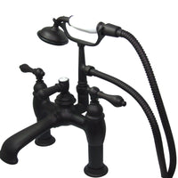 Thumbnail for Kingston Brass CC603T5 Vintage 7-Inch Deck Mount Tub Faucet with Hand Shower, Oil Rubbed Bronze - BNGBath